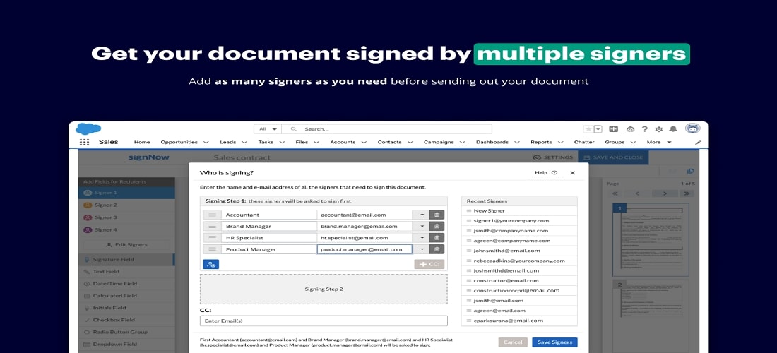 Salesforce App 3: signNow Features