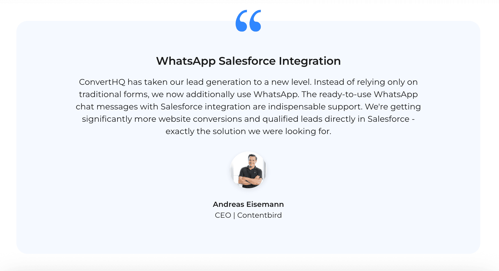 WhatsApp Salesforce Integration - Testimonial