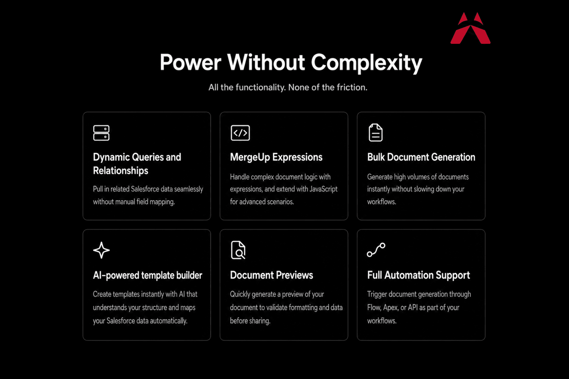 Powerful document generation features designed to simplify complex Salesforce workflows