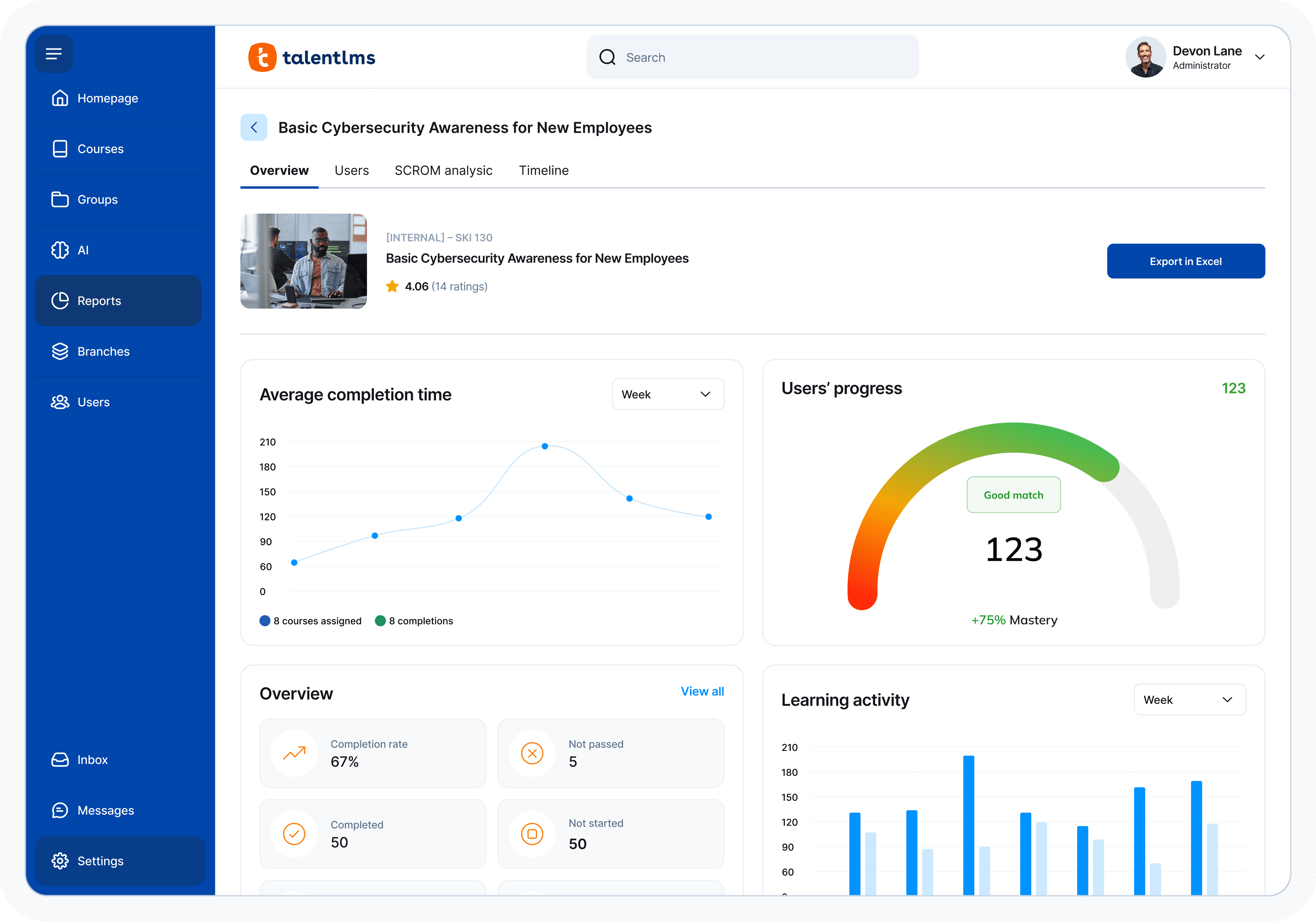 TalentLMS Admin report