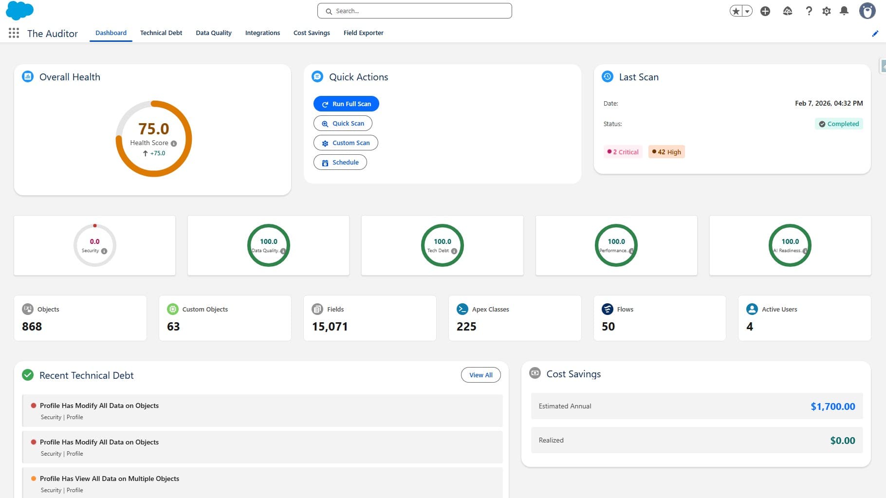 See The Full Health of Your Org with an Easy to Navigate Dashboard