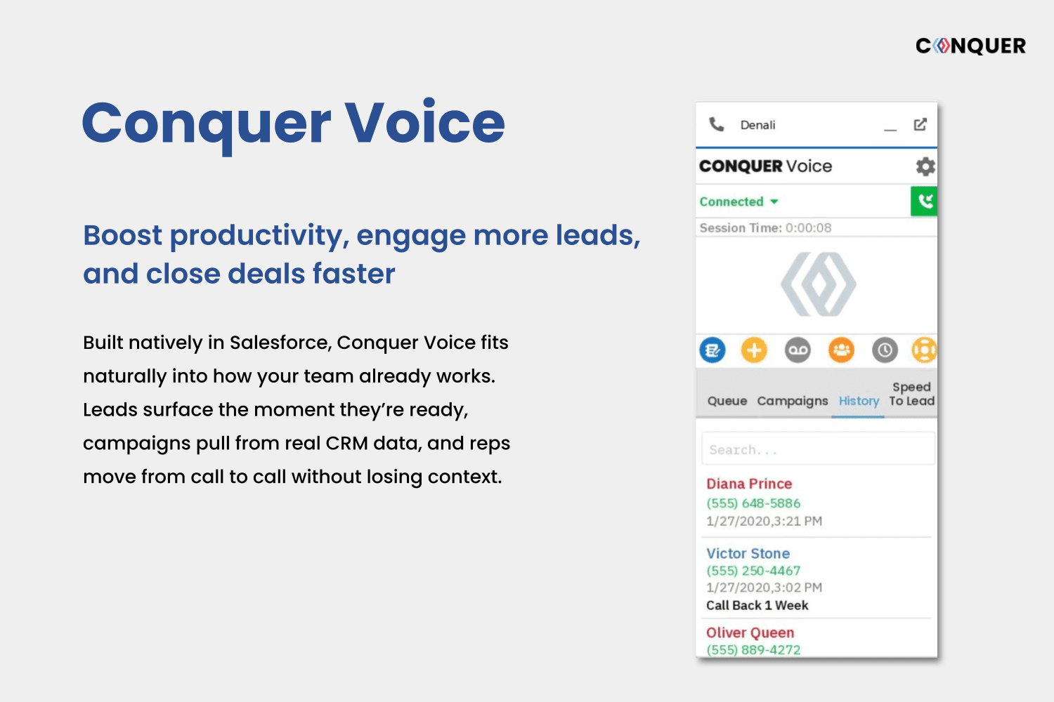 Conquer Voice - A smarter way to manage calls and conversations - seamless CTI & reliable telephony