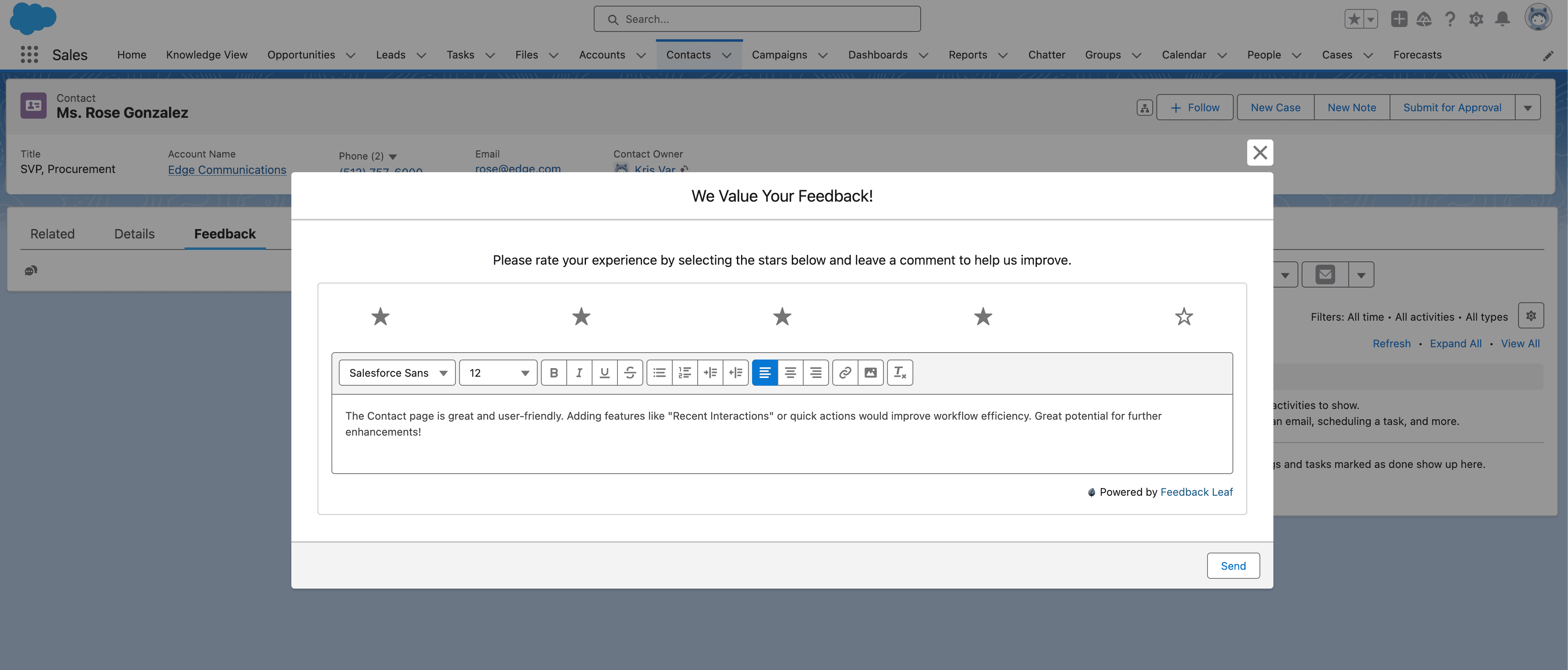 Contact Page Feedback
