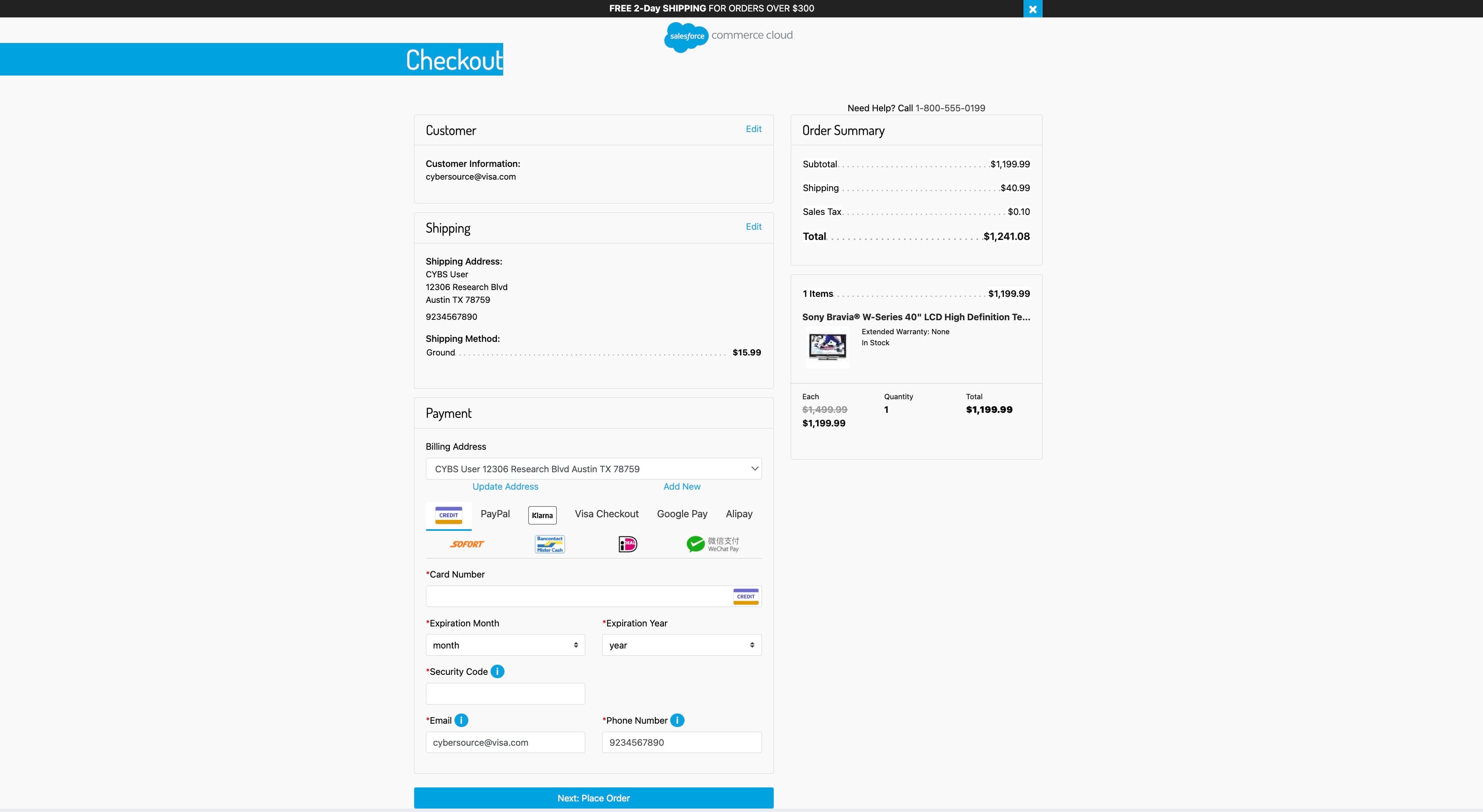 Checkout page