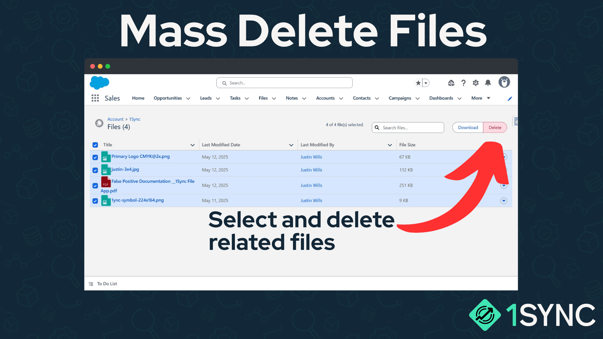 Mass delete files related to a record