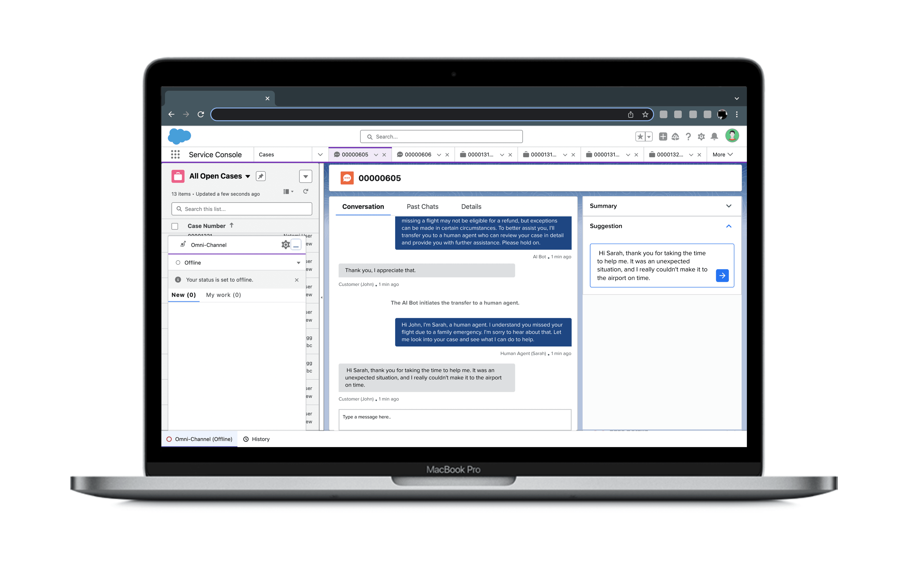 Features AI Suggestions, Conversation context analysis and Summarisation