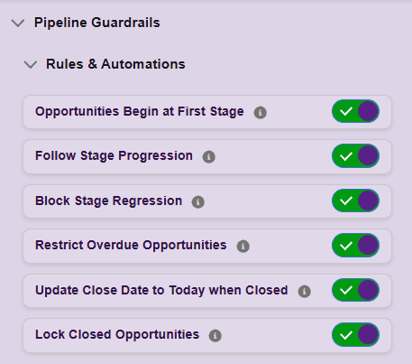 Toggle on all of the Recurring Revenue best practices recommended by Winning by Design.