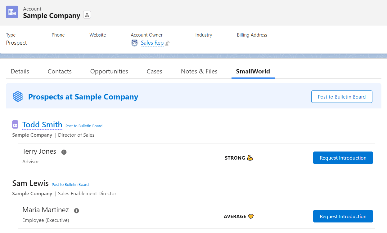 SmallWorld Integration with Accounts
