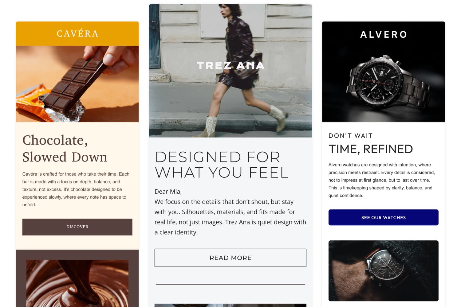 On brand email template examples