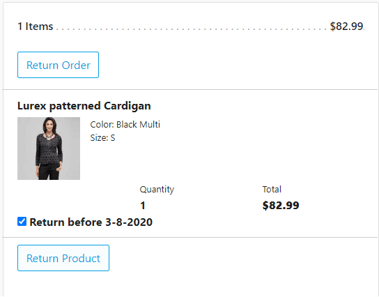 Litmus7 Orders Returns Order History View