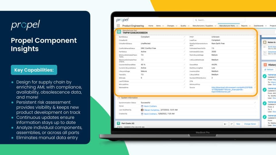 Propel Component Insights enriches Propel's AML to help companies mitigate supply chain risk