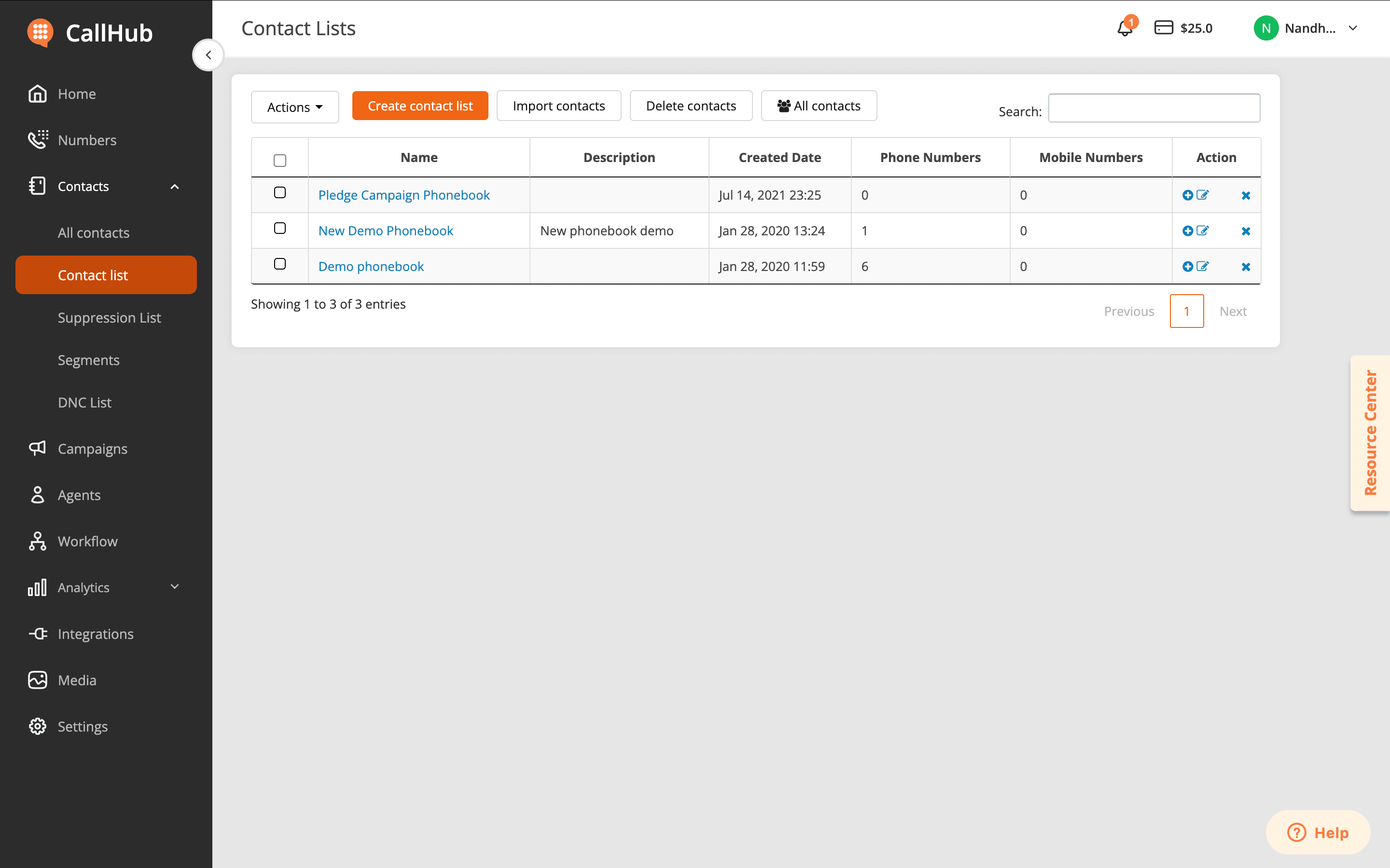 Adding contacts to CallHub