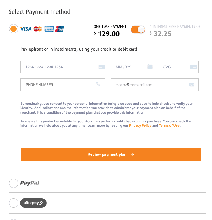 April checkout