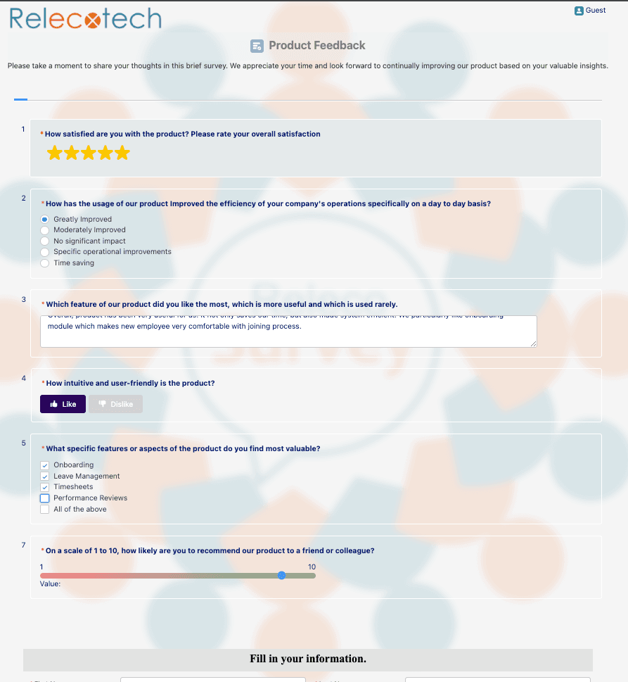 Sample Survey Form