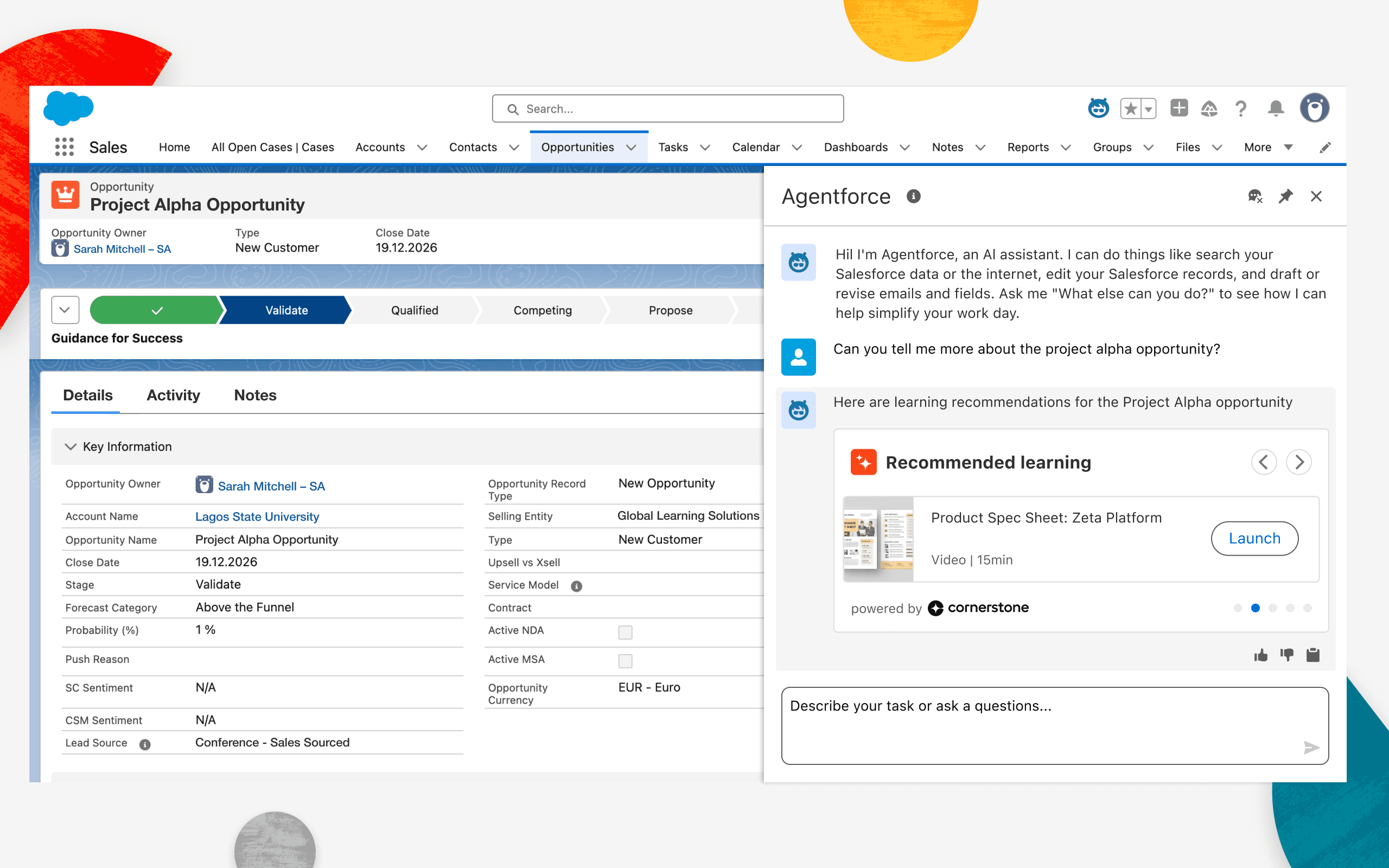 Cornerstone for Agentforce: Conversational interface