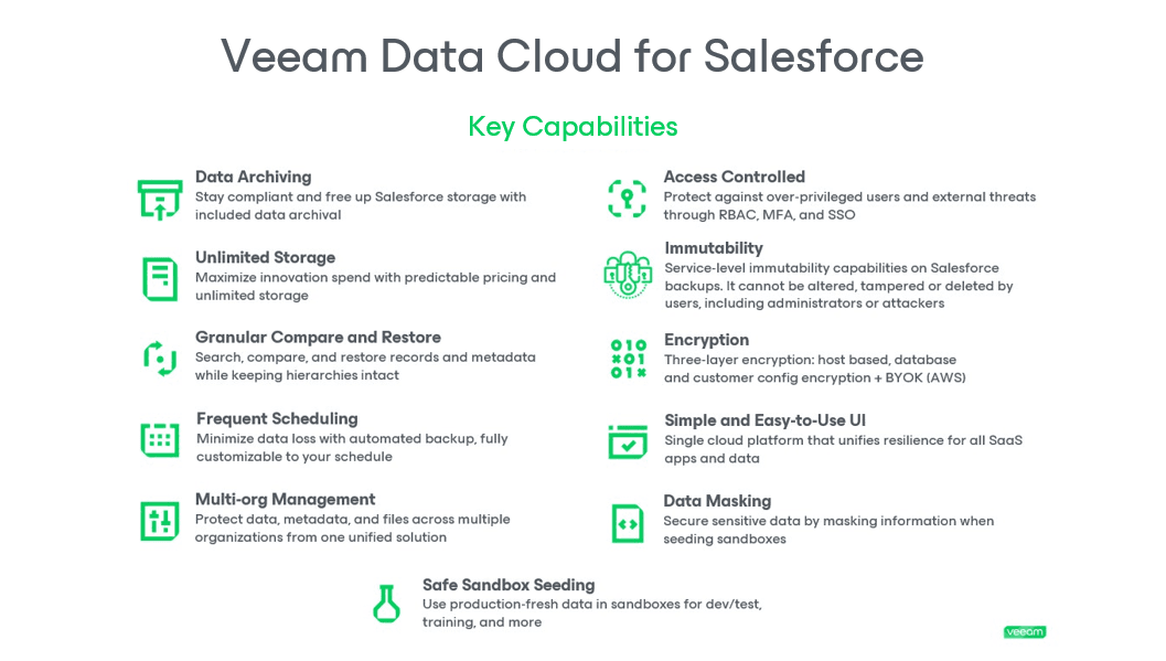 Key product capabilities of Veeam Data Cloud for Salesforce