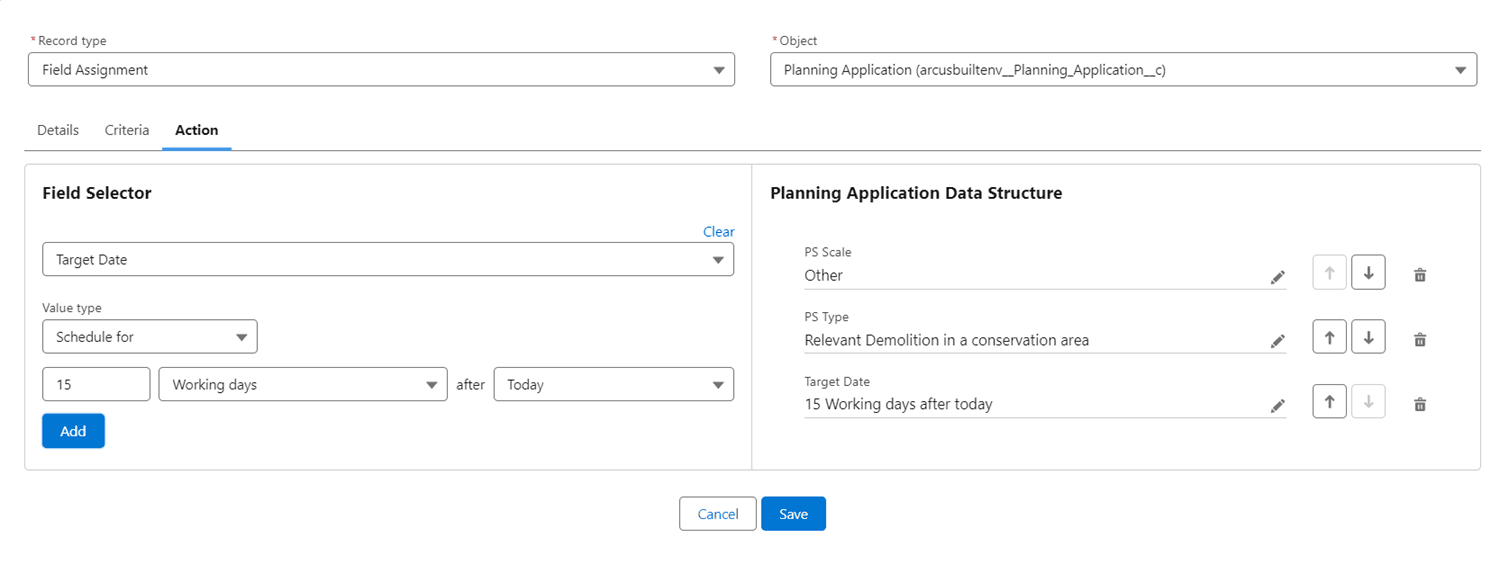 Configuring a Field Assignment to automate setting of picklist and date values