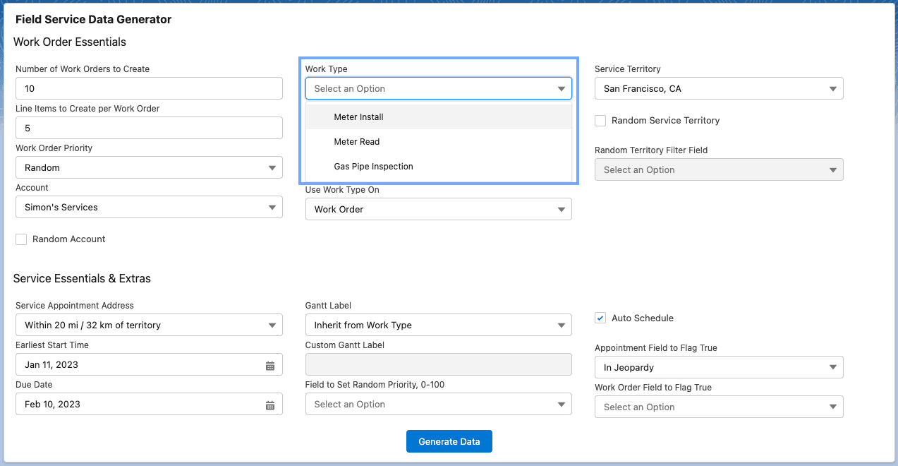 Create data based on your industry and org's configuration