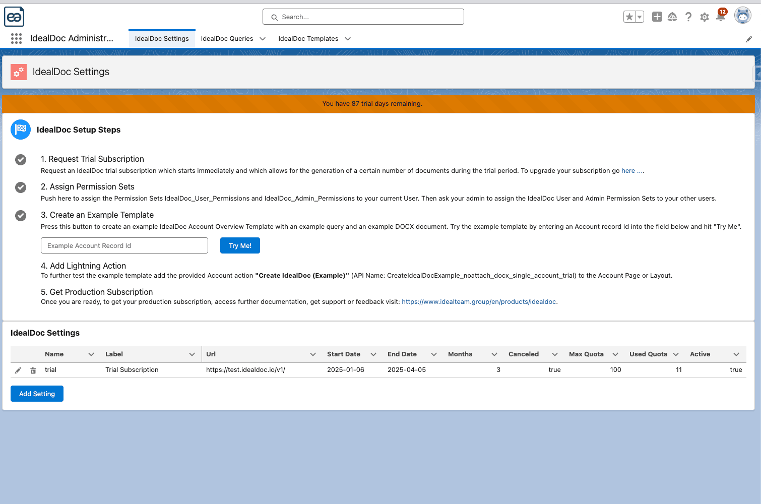 IdealDoc Settings