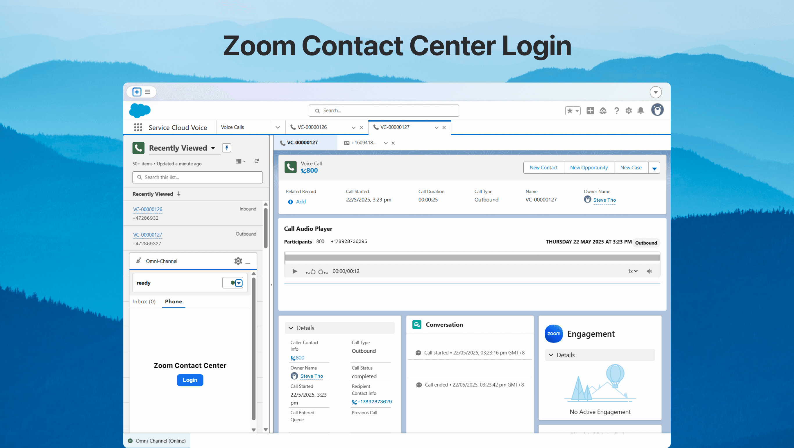 Zoom Contact Center Login with Service Cloud Voice