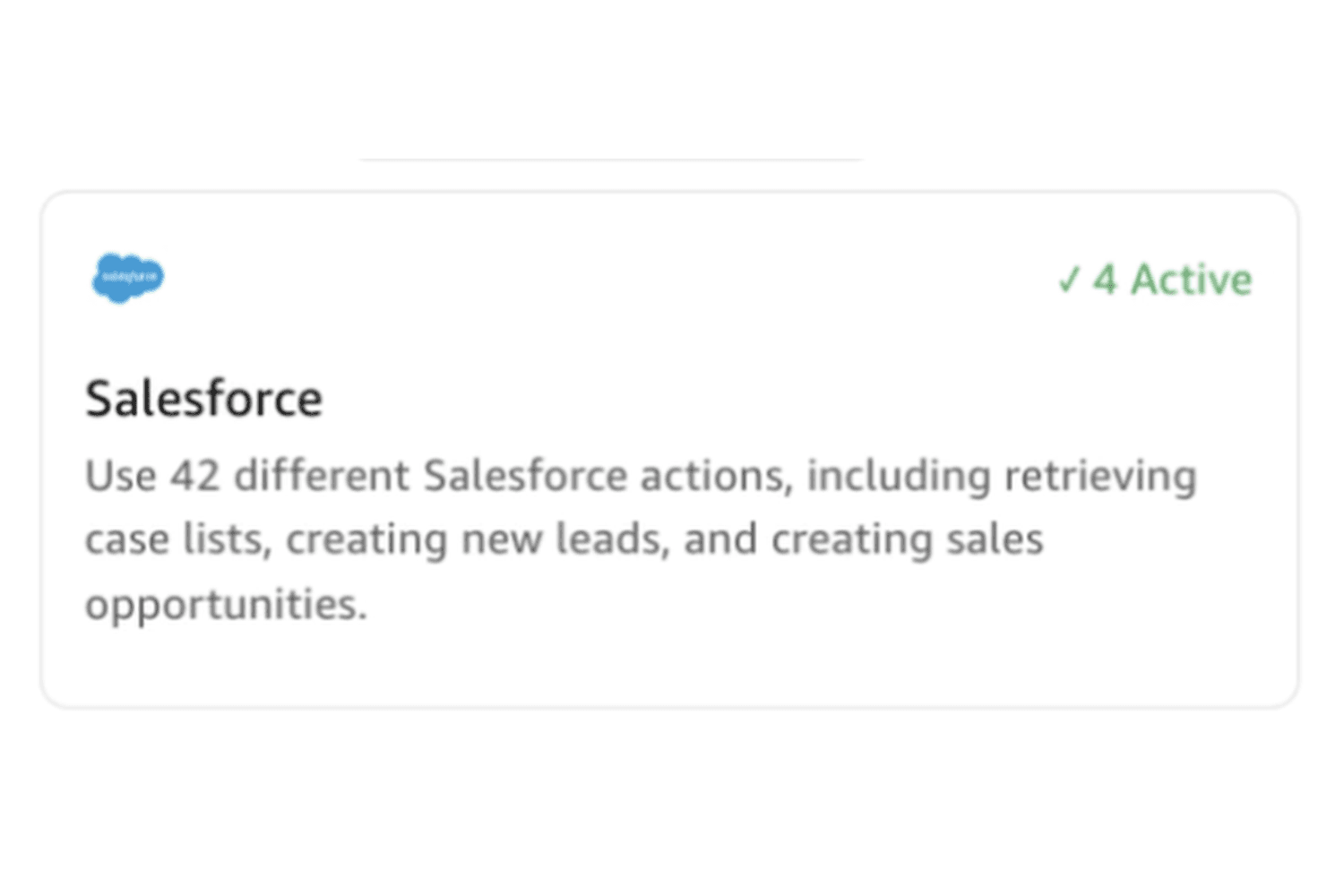 The salesforce card in Amazon Quick