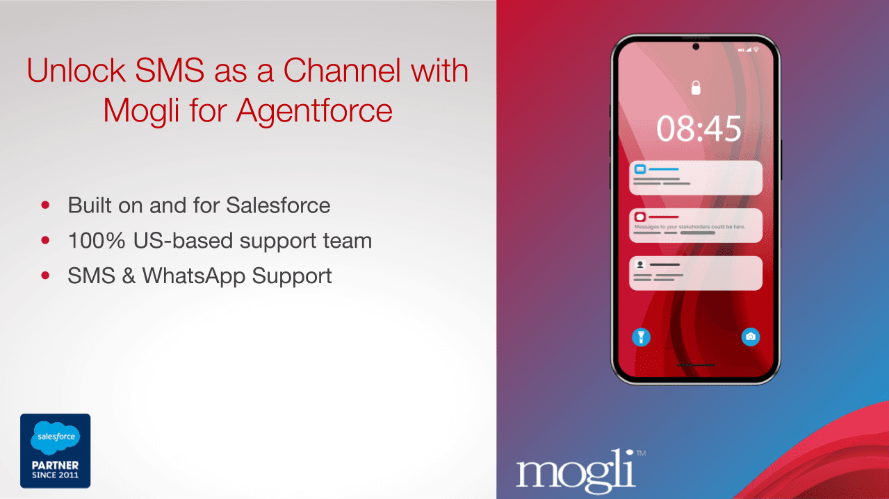 Unlock agentic texting in Salesforce with Mogli for Agentforce.