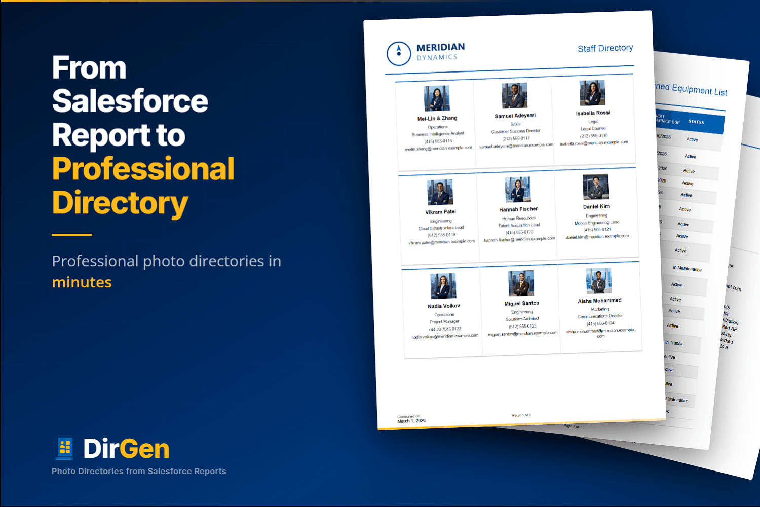 Professional photo directories from Salesforce reports in minutes