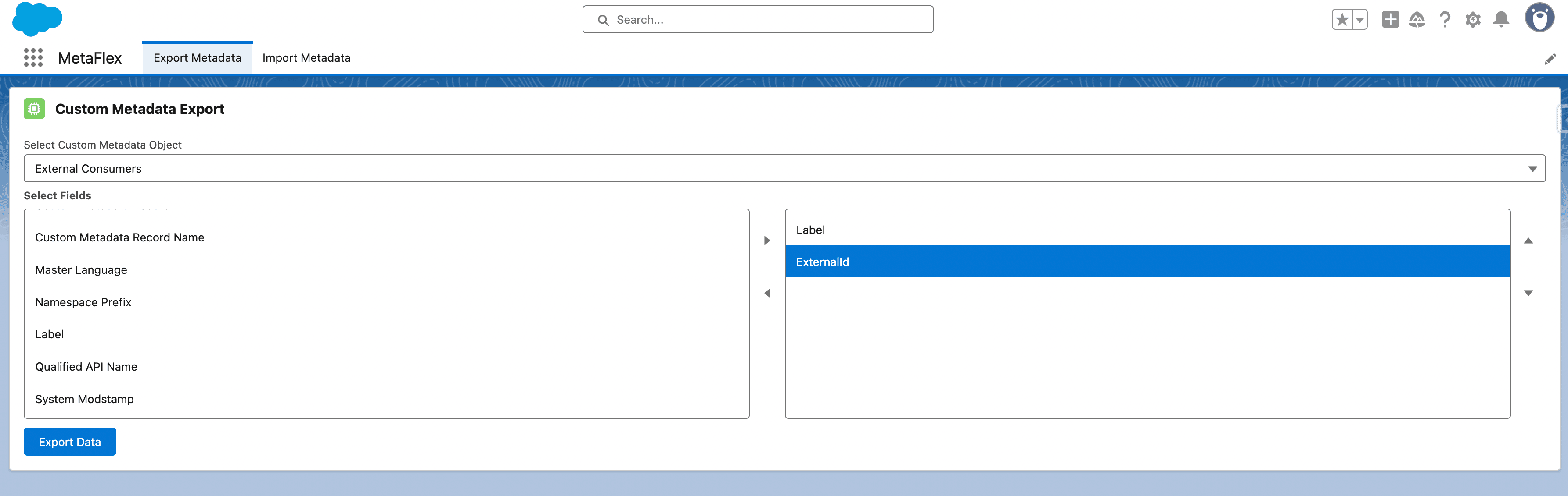 Simple Export of records in MetaFlex
