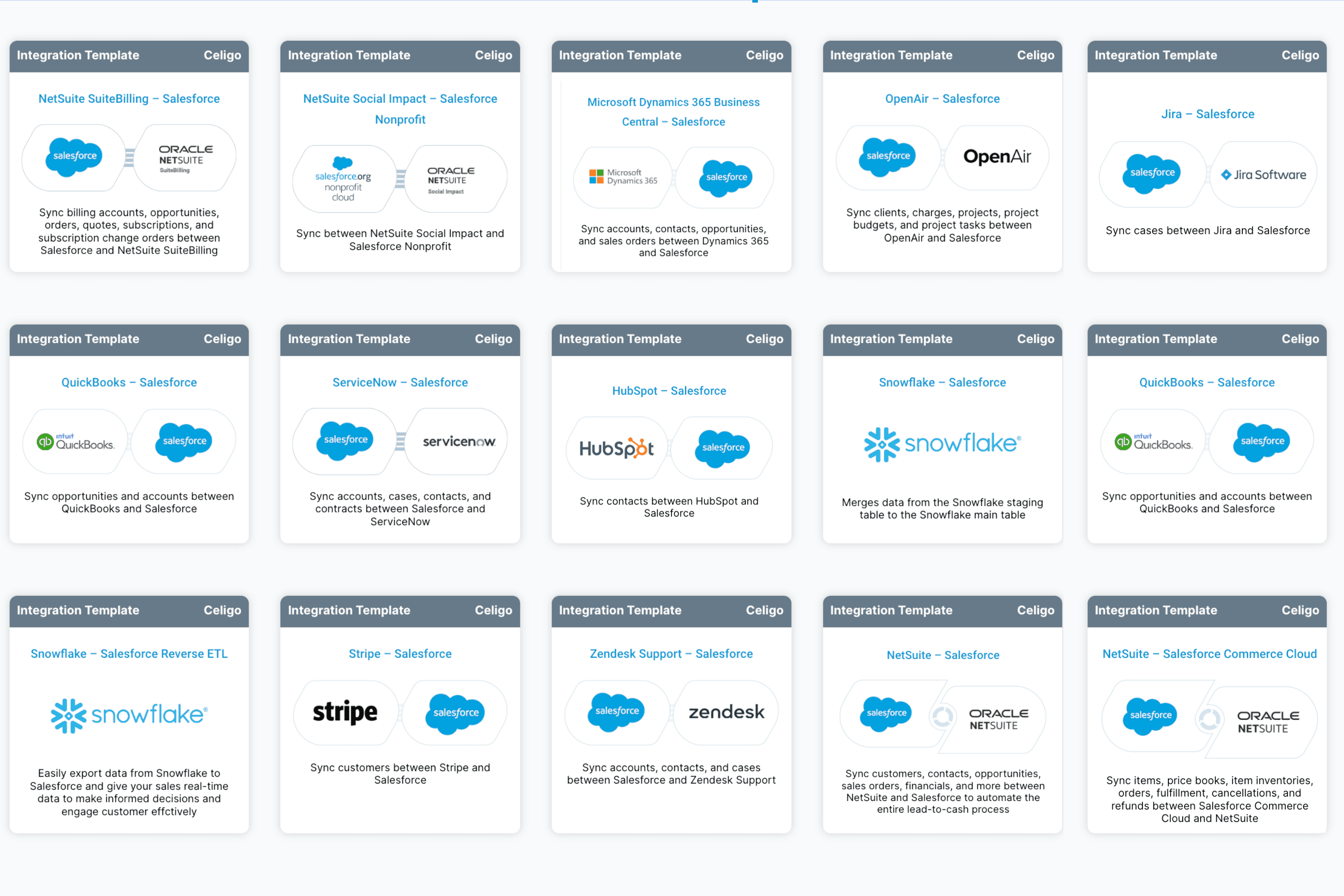 Prebuilt integration templates for Salesforce