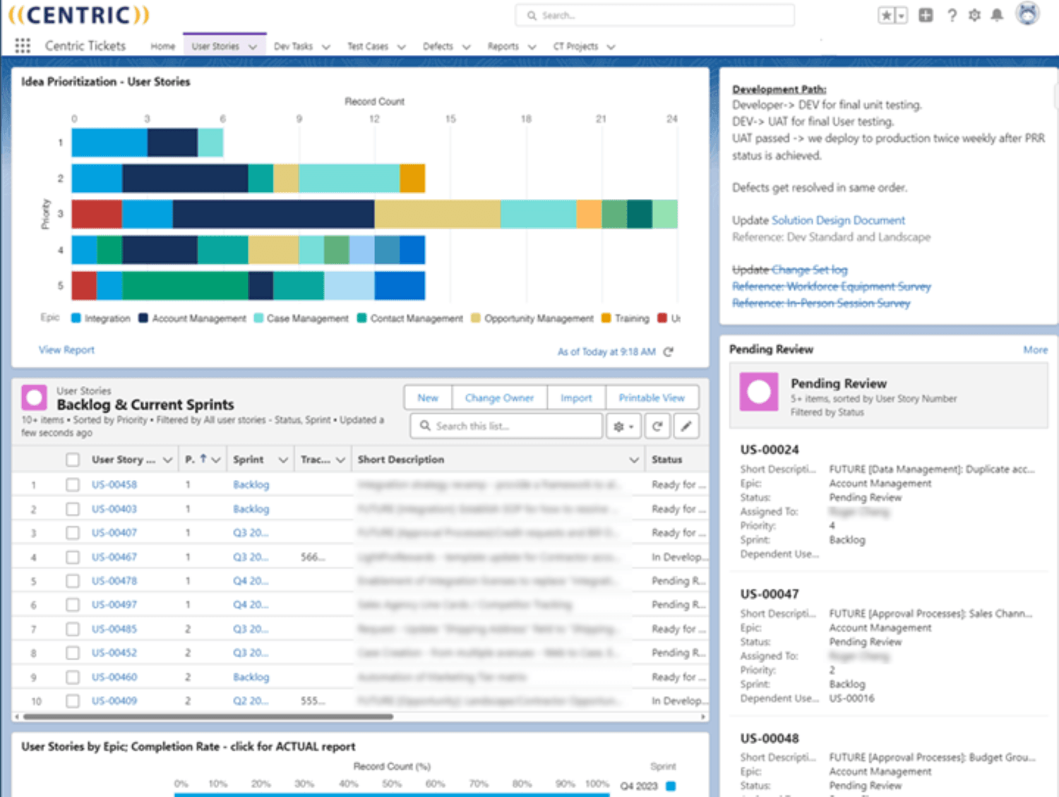 Centric Tickets - User Story Management