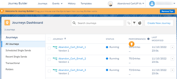 The Journeys Dashboard provides an overview of all the journeys you create in Marketing Cloud’s Jour