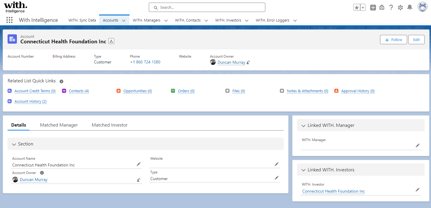 Linked With manager and investor data
