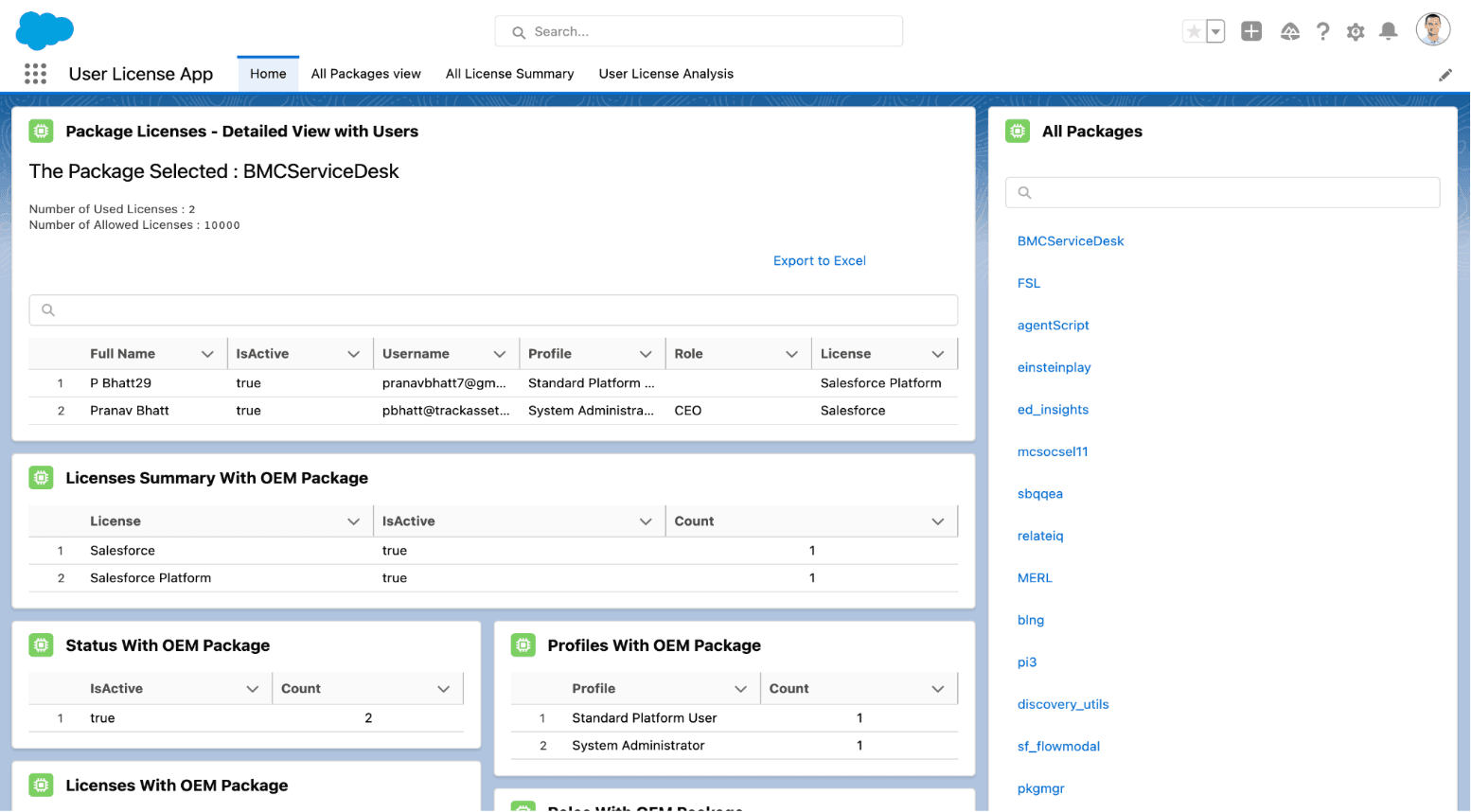 User License App (Home Page)
