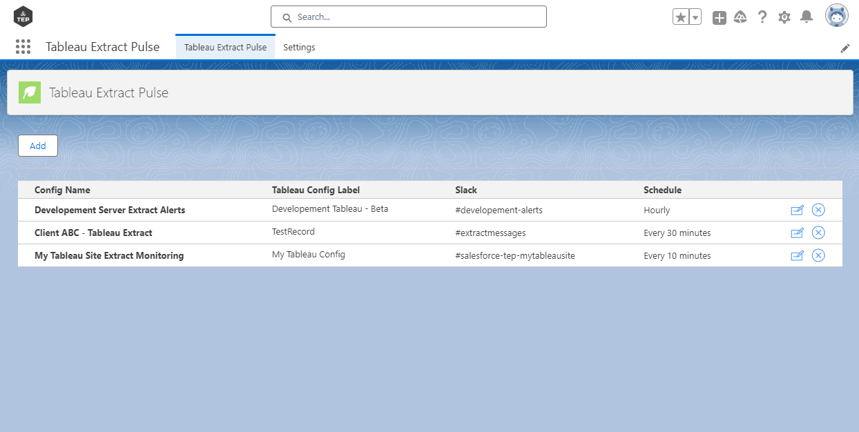 Add and manage configurations for monitoring and alerts.