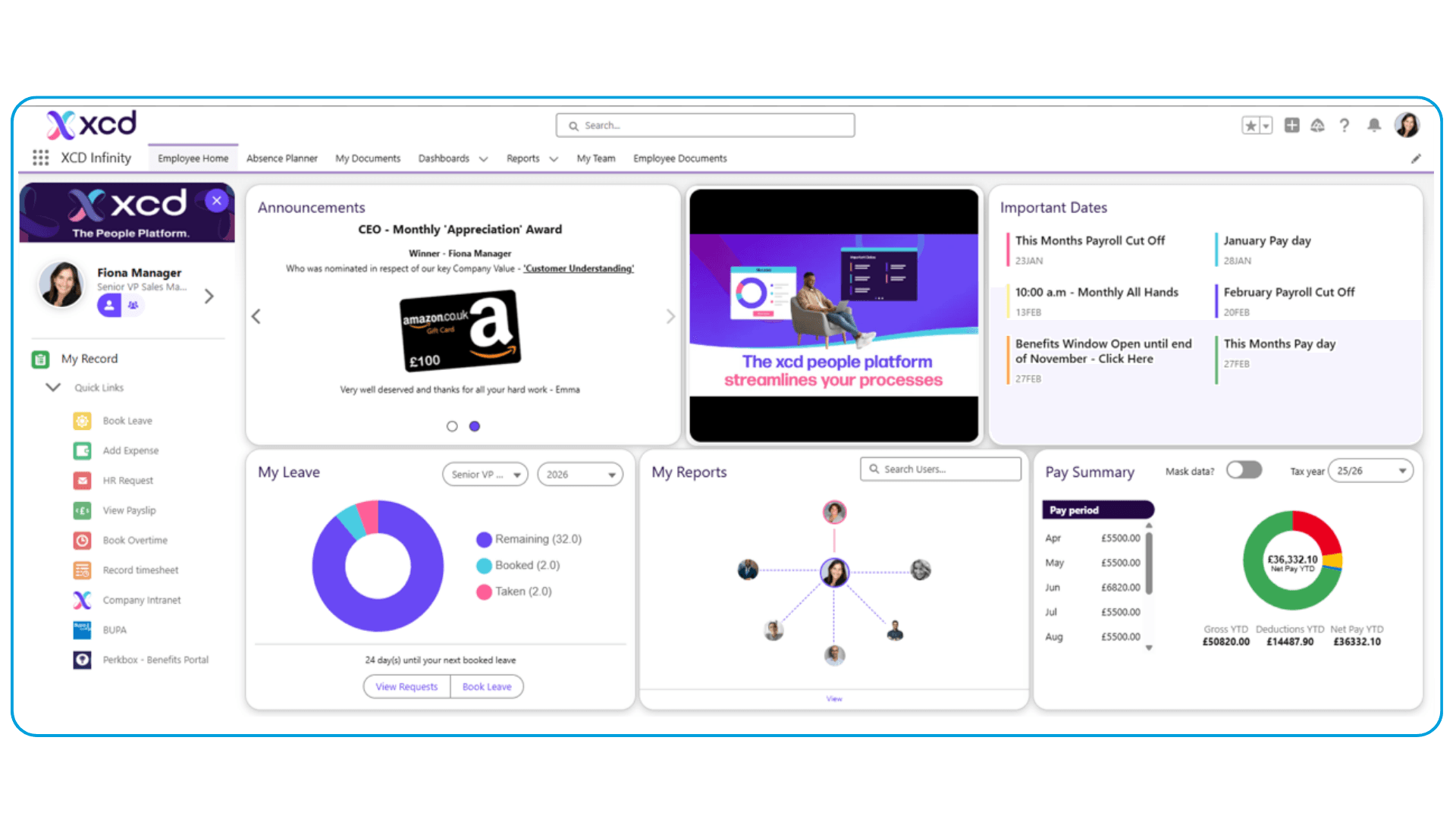 Employee Self Service Home Page