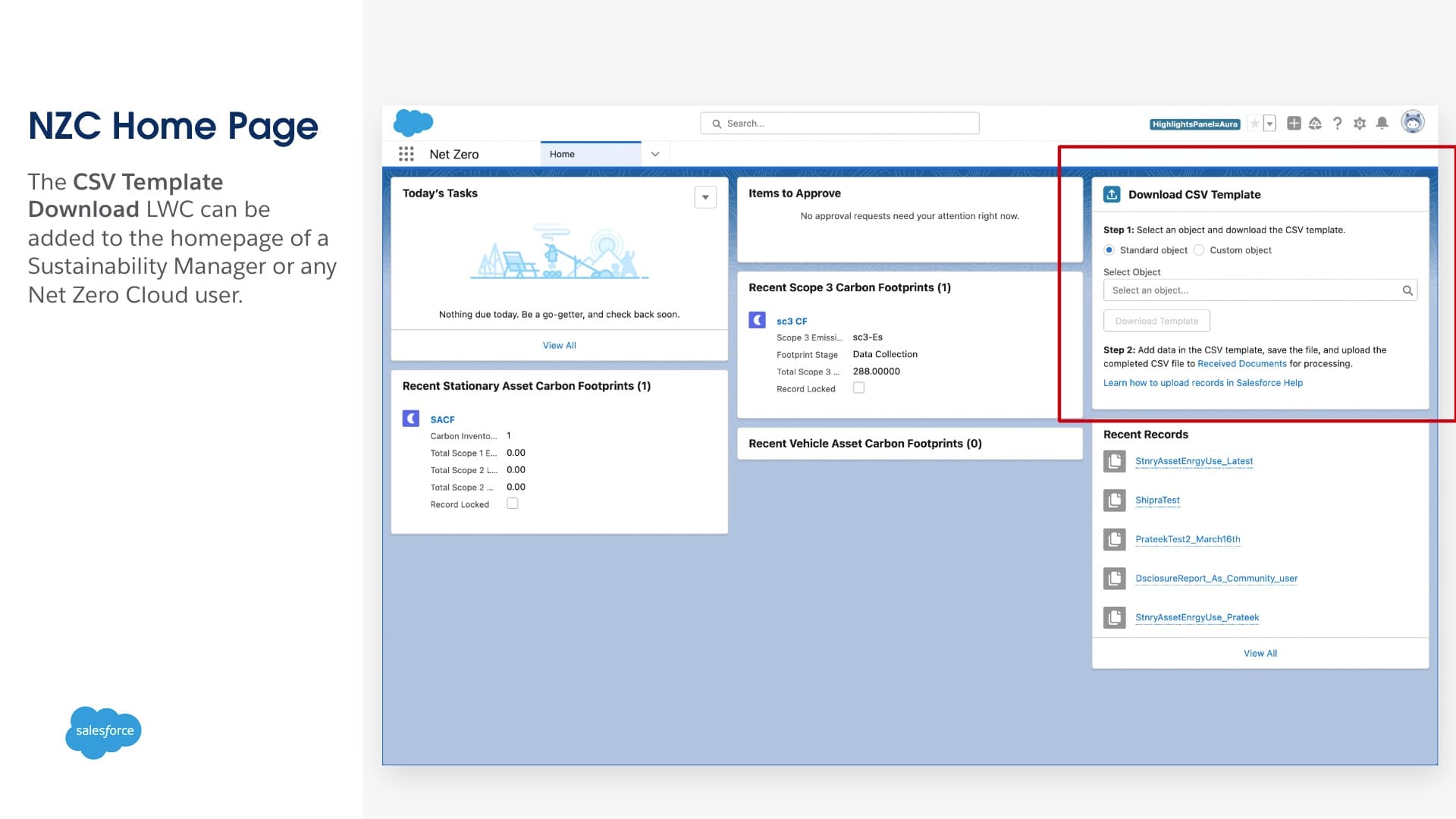 Download CSV template from Home screen
