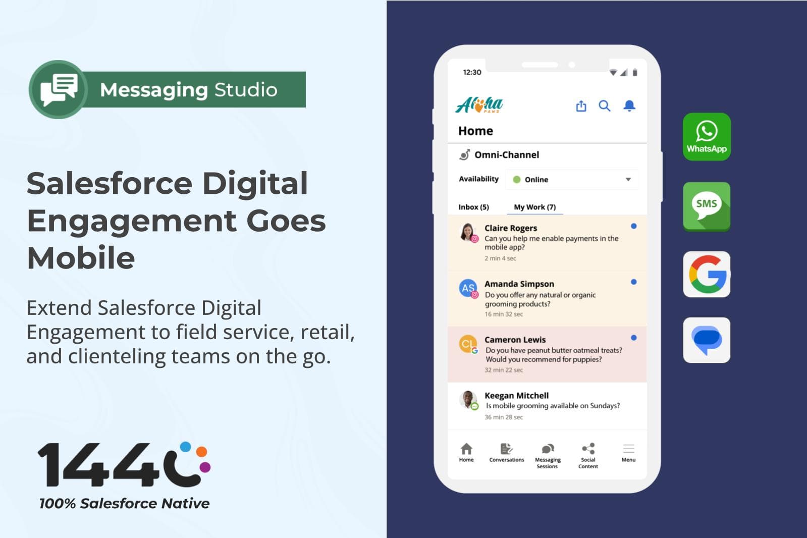 Keep field, retail, and clienteling teams connected with Salesforce Digital Engagement on mobile.