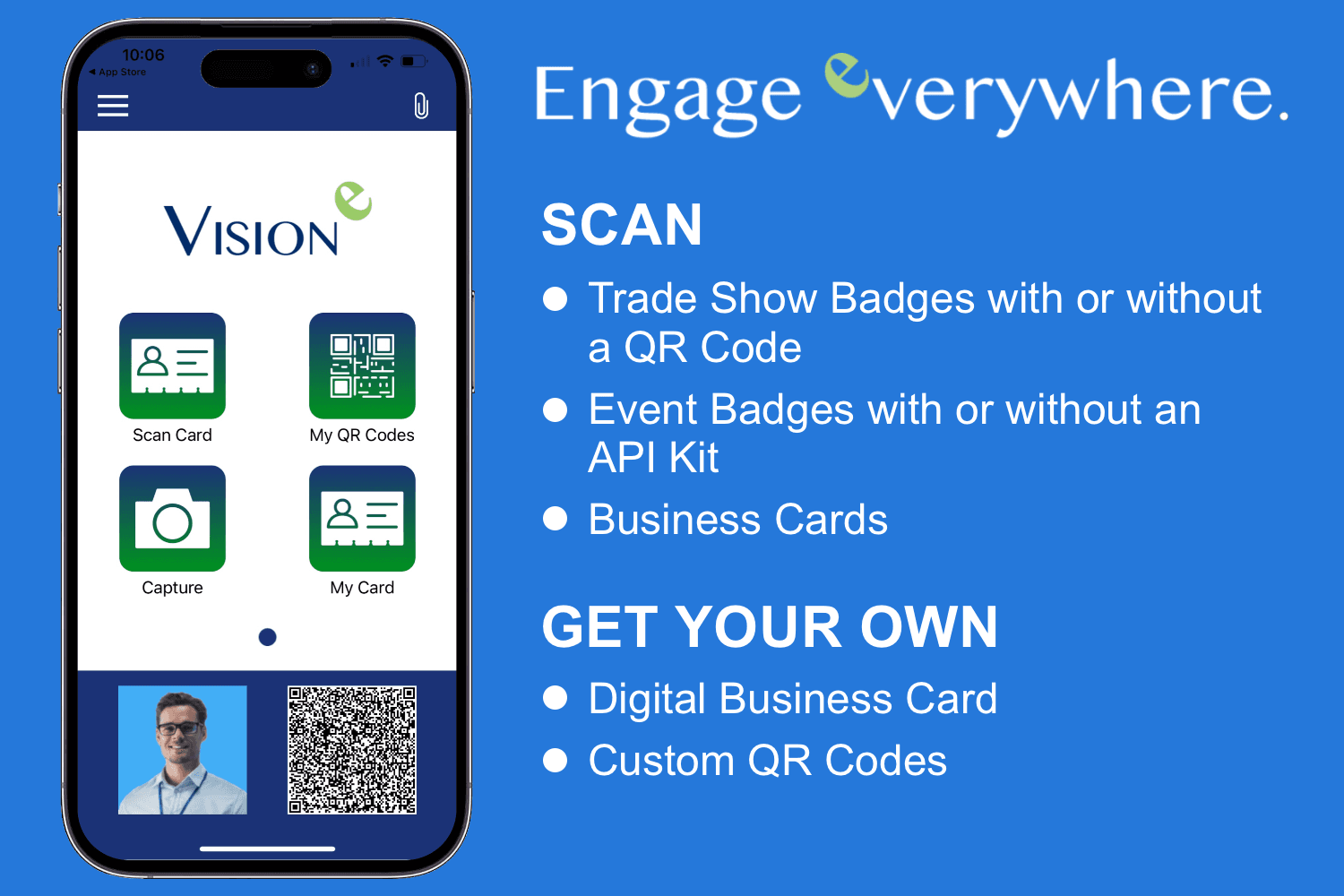 Scan Event Badges & Business Cards. Free Digital Business Card. Custom QR codes