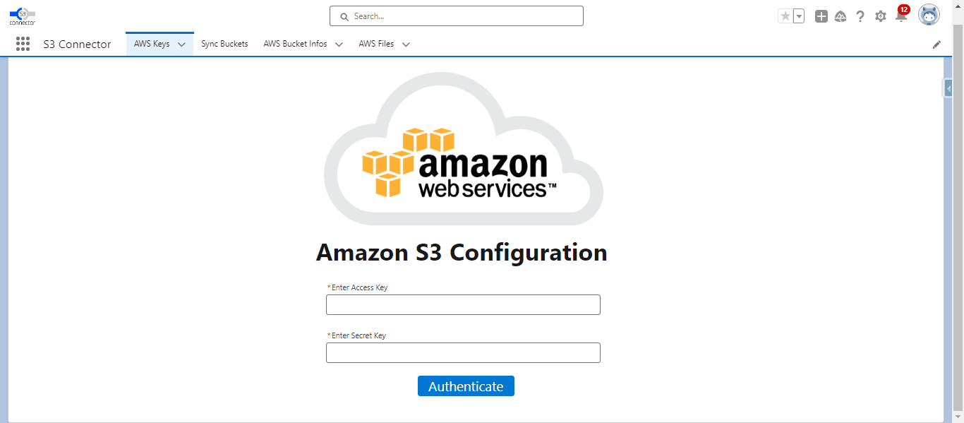 New AWS Key Salesforce