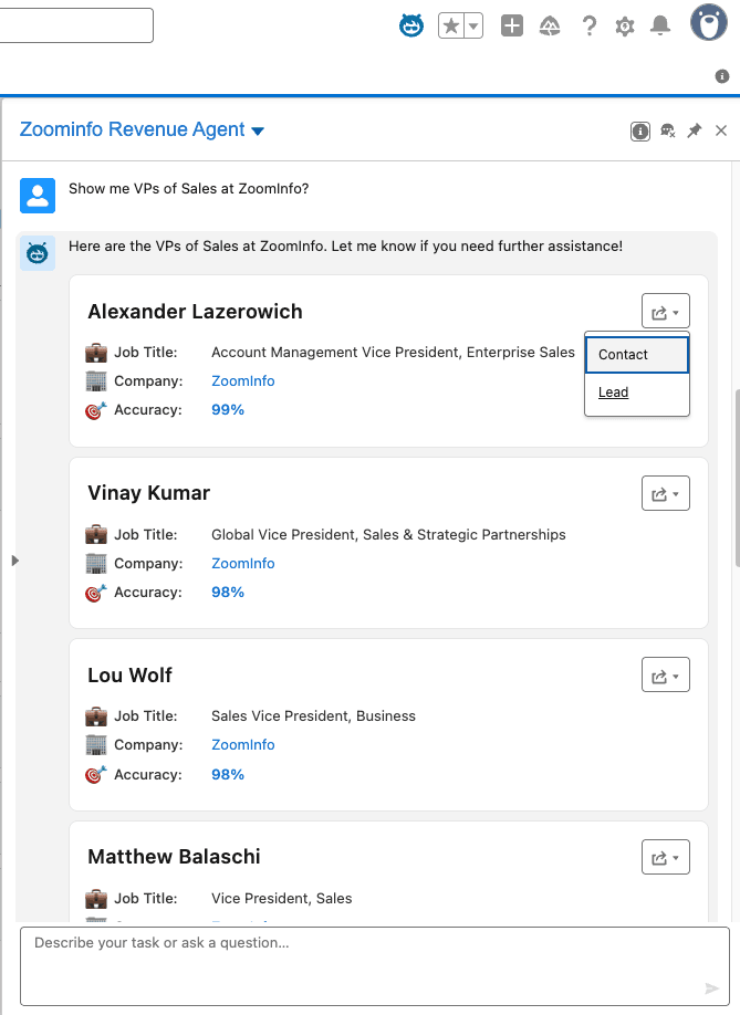 Contact search and CRM enrichment