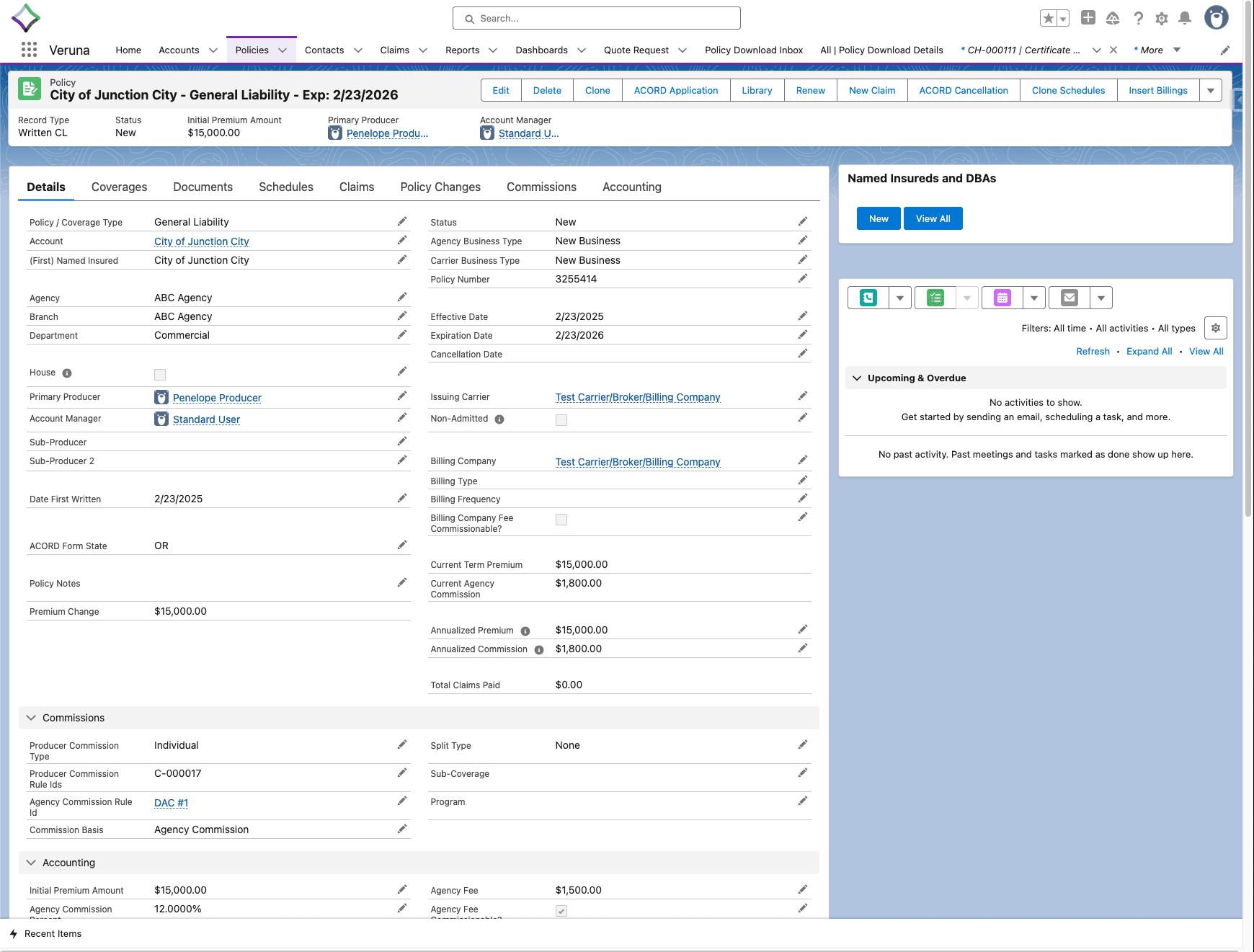 Veruna Policy Screen