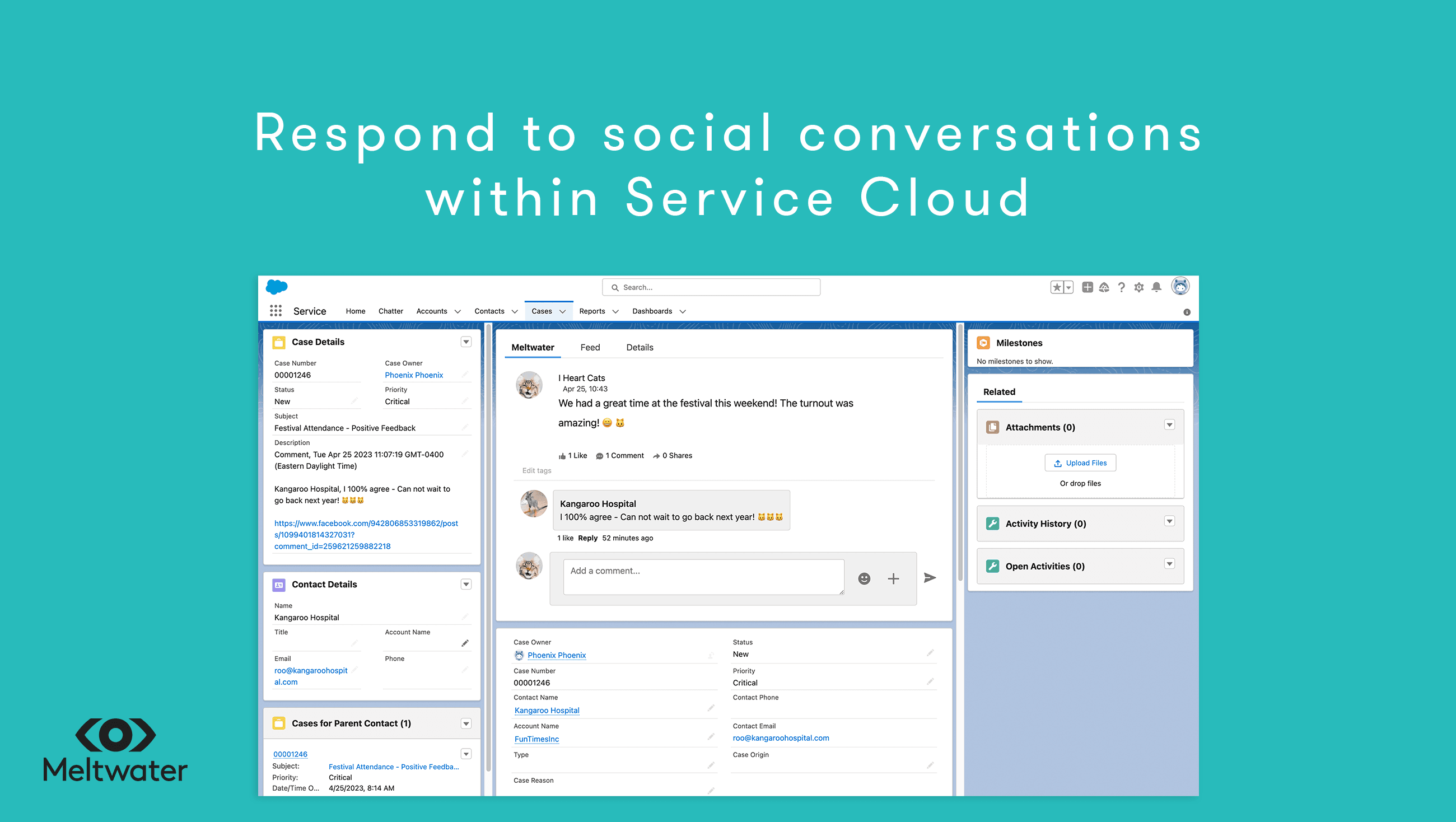 Deliver fast and efficient care by responding to social media conversations without leaving your CRM