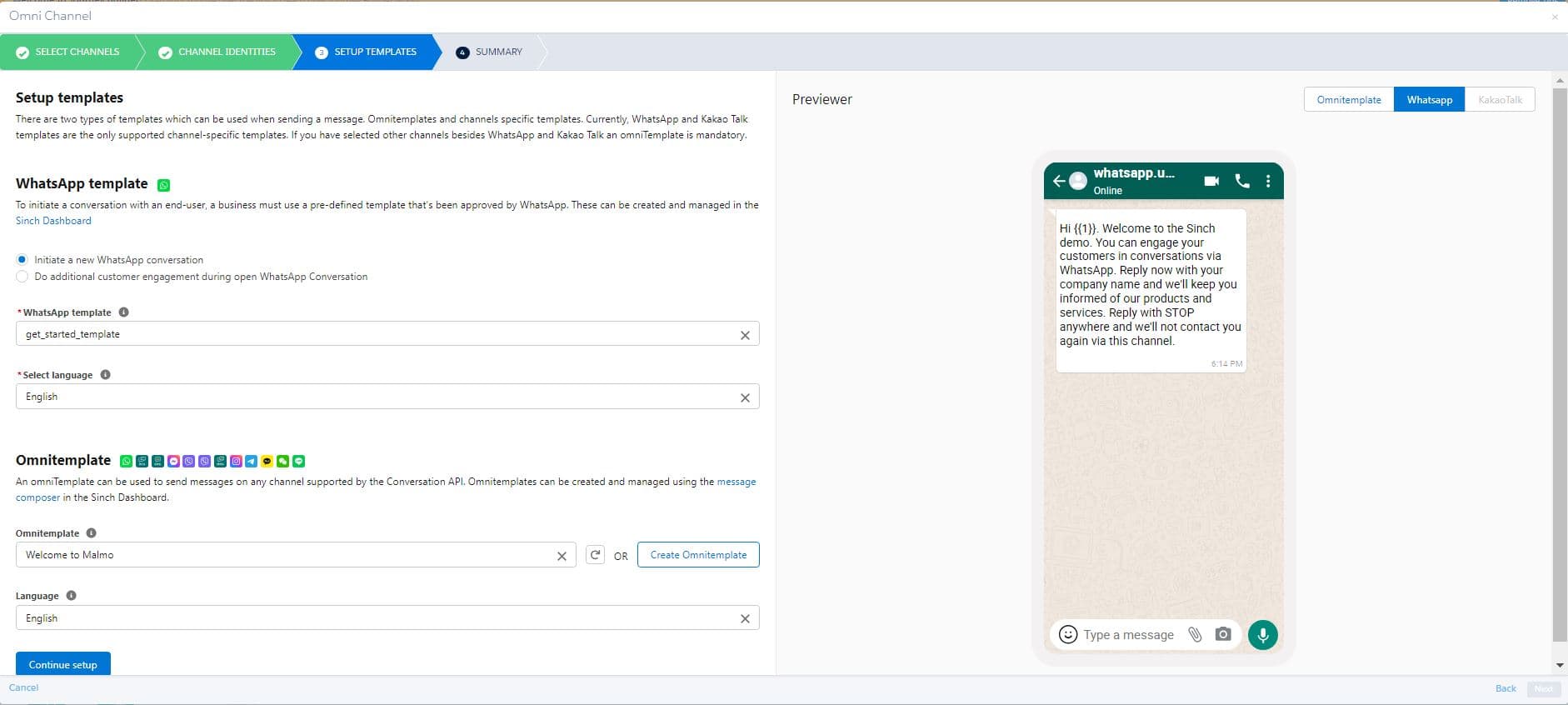 Omnichannel Connector Demo Screen