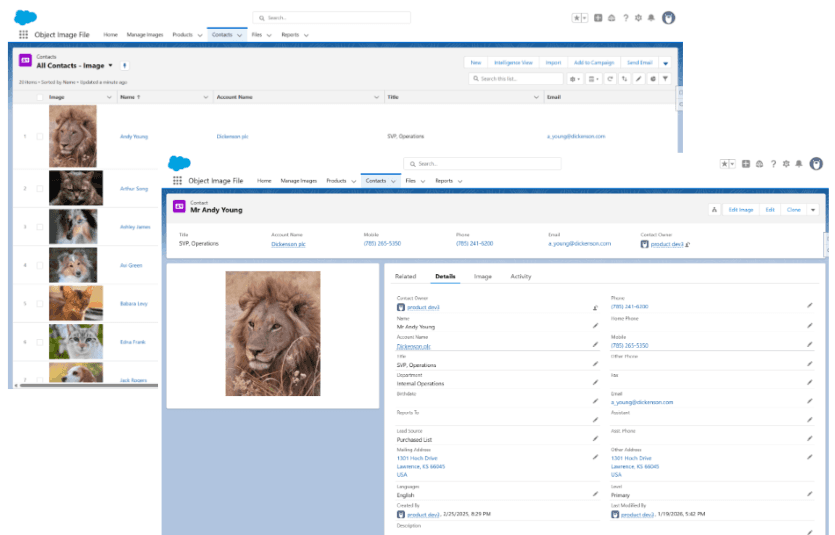 Show Product Images or Contact Photos