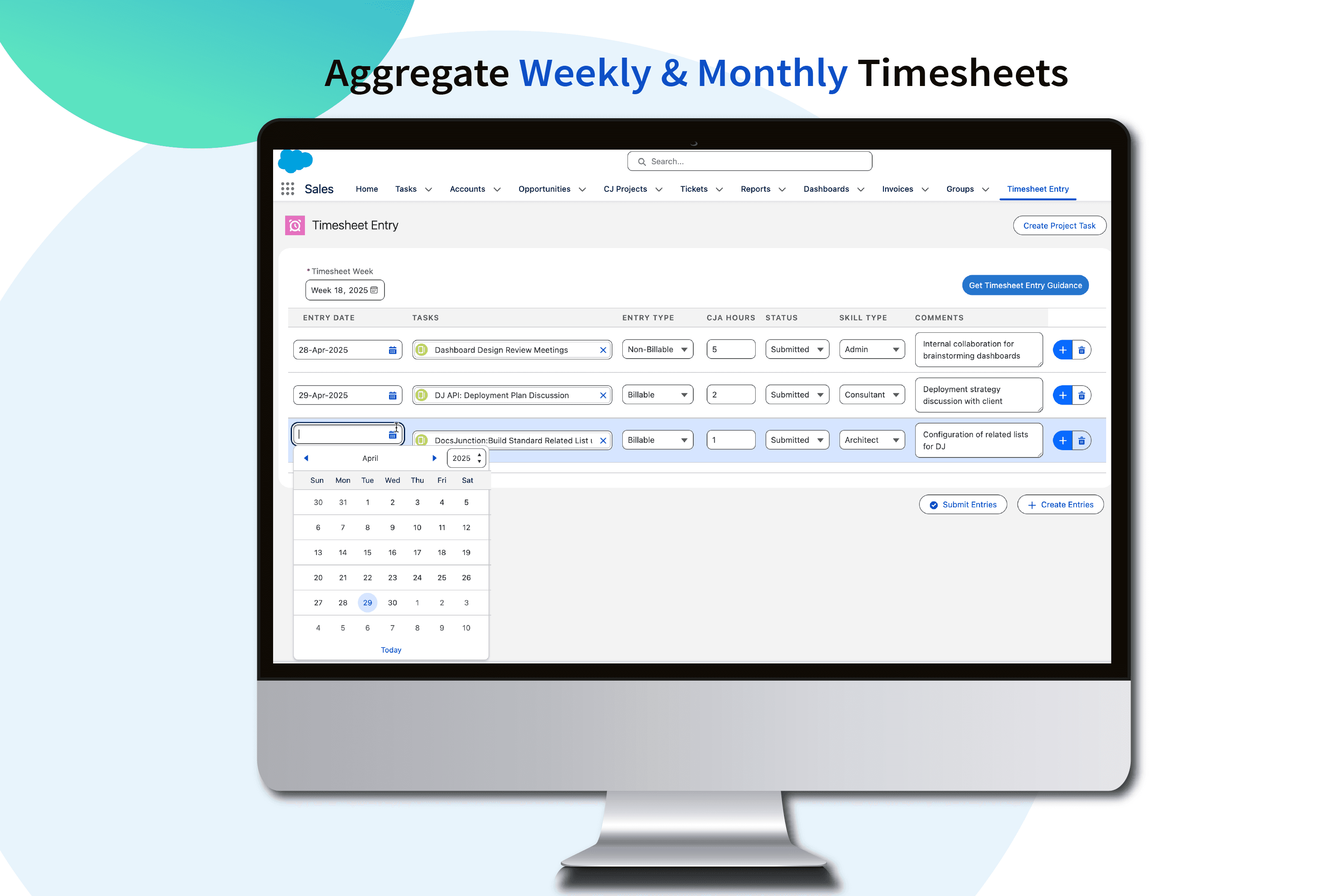 Weekly/Monthly Time Tracking in Salesforce
