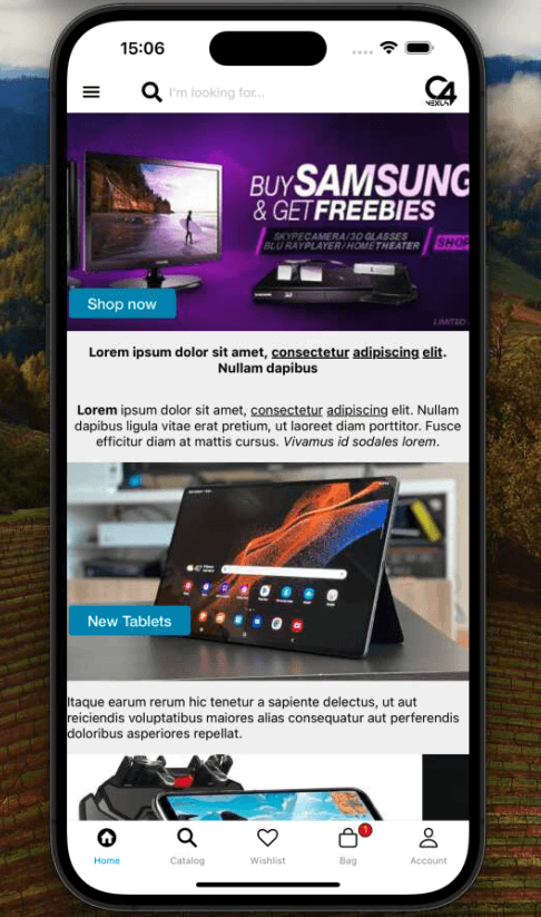 Home screen