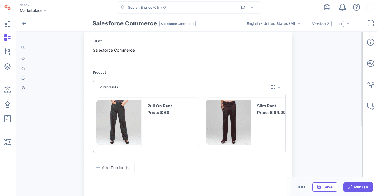 View and update Salesforce Commerce products directly within Contentstack