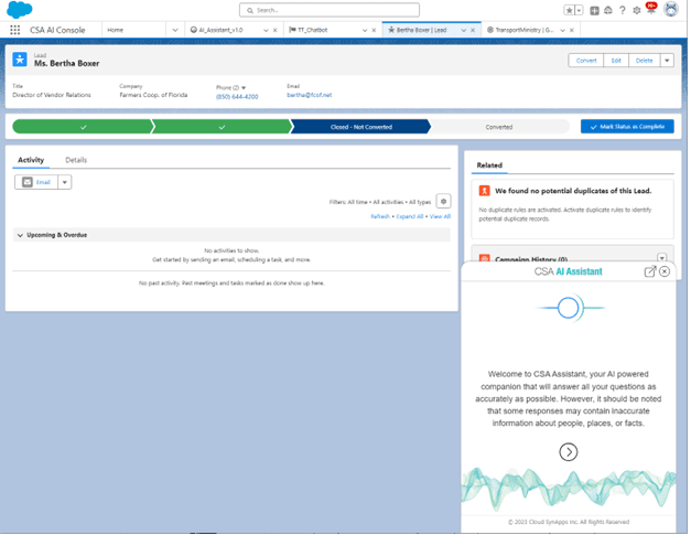 CSA AI Assistant docked and available on every page you need it