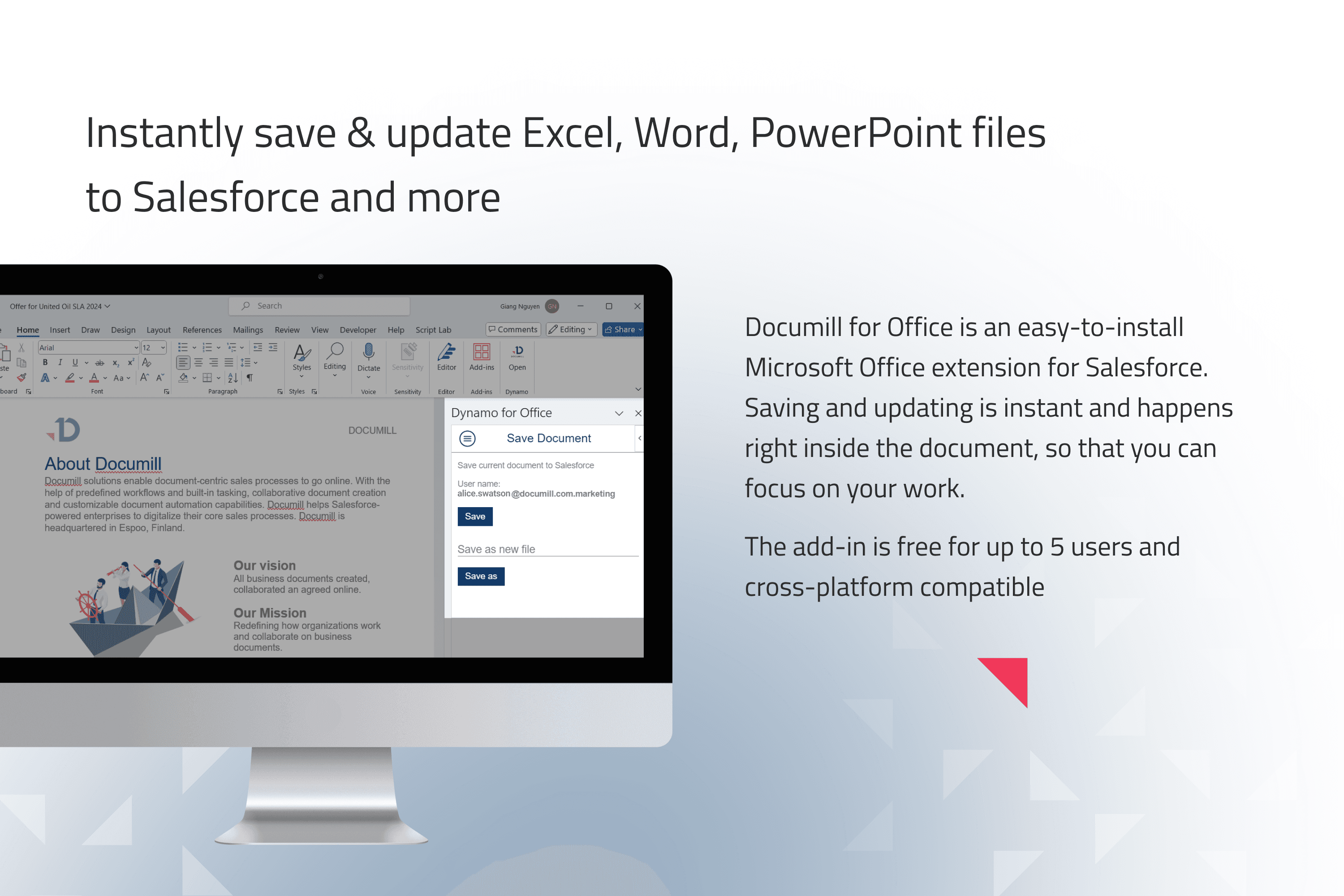 Save and update Excel, Word, and PowerPoint files to Salesforce instantly