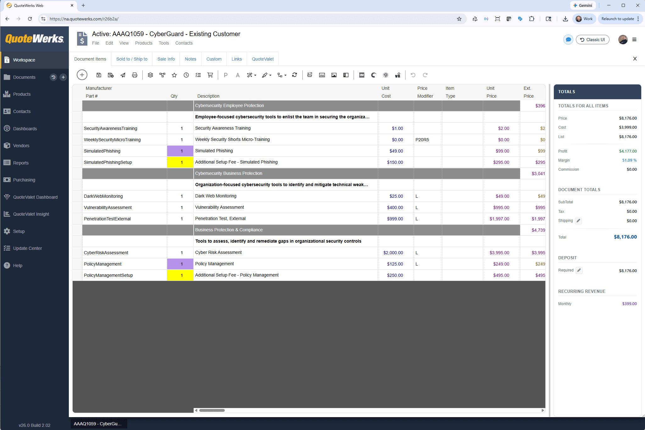 QuoteWerks Web Workbook